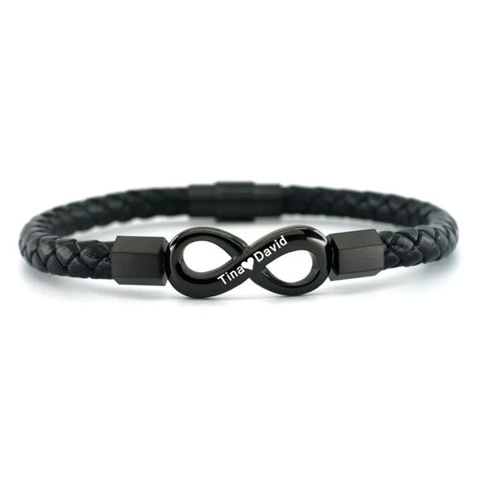 À MON HOMME - BRACELET EN CUIR INFINI PERSONNALISÉ