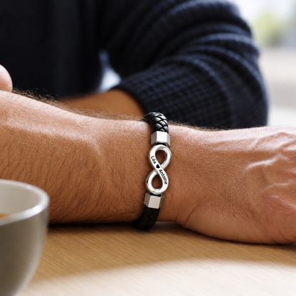À MON HOMME - BRACELET EN CUIR PERSONNALISÉ & COFFRET EN NOYER GRAVÉ