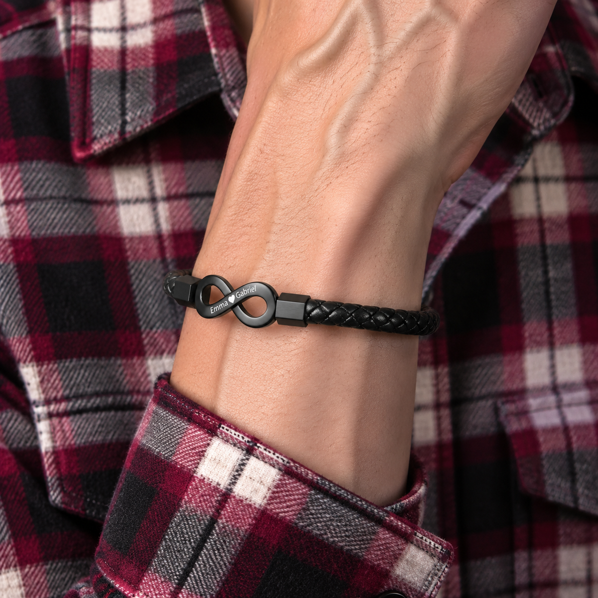 À MON HOMME - BRACELET EN CUIR PERSONNALISÉ & COFFRET EN NOYER GRAVÉ