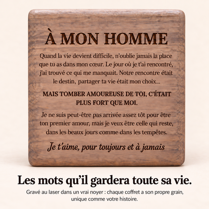 À MON HOMME - BRACELET EN CUIR PERSONNALISÉ & COFFRET EN NOYER GRAVÉ