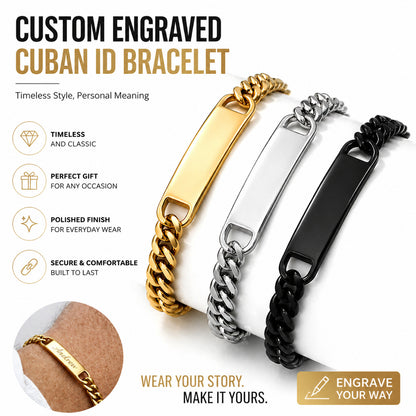 Bracelet Maille Cubain Gravé Personnalisé