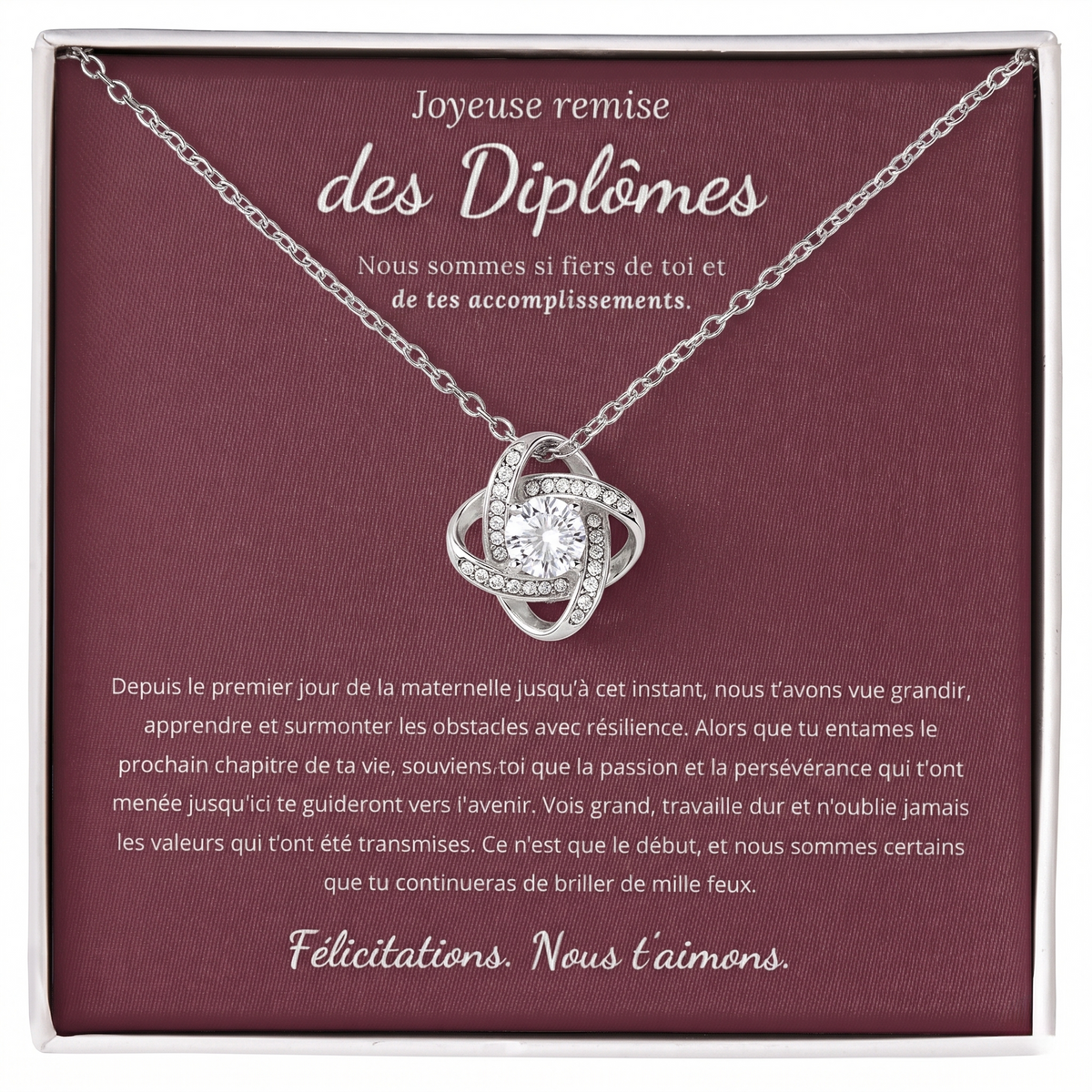 CADEAU DE REMISE DES DIPLÔMES - COLLIER CŒUR ENTRELACÉ